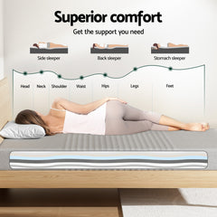 Giselle Bedding Cool Gel Memory Foam Mattress Charcoal 7-Zone Washable Bamboo Cover 15cm King Single