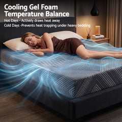 Giselle 25cm King Memory Foam Mattress Gel Infused Foam Removable Cover