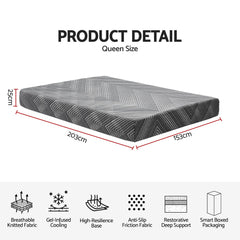 Giselle 25cm Queen Memory Foam Mattress Gel Infused Foam Removable Cover