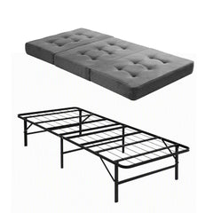 Giselle Single Folding Bed with Mattress Metal Frame Guest Bed 15cm Foam Foldable