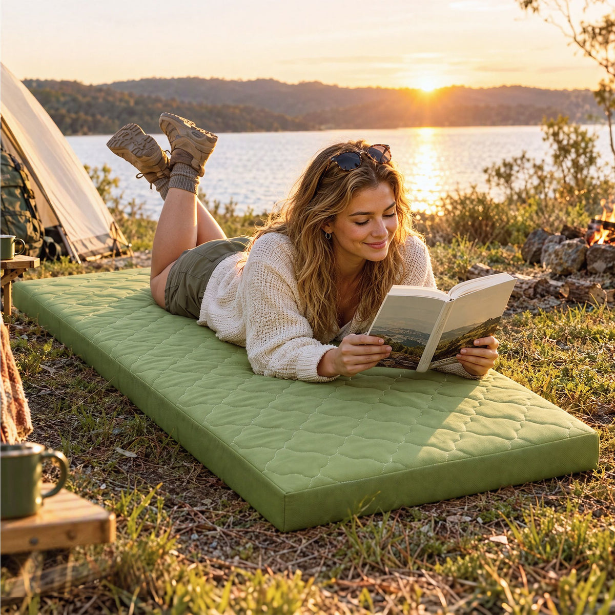 Giselle Folding Mattress Single 8cm Foldable Camping Travel Roll-Up Floor Bed