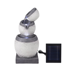 Gardeon Solar Fountain 3 Levels Cascading Bowl Water Feature 52cm Grey
