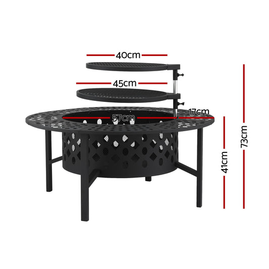 Grillz Fire Pit BBQ Charcoal Smoker Portable Mesh Pits Outdoor Camping Fireplace