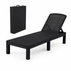 Gardeon Sun Lounge Outdoor Folding Recliner Patio Pool Beach Chair Rattan Black