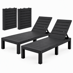 Gardeon 2X Foldable Sun Lounges Outdoor Recliner Patio Beach Chair Slatted Black