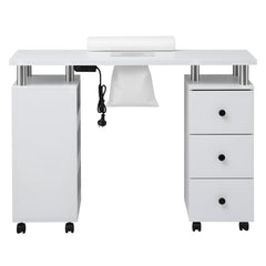 Artiss Manicure Table Nail Desk with Built-in Dust Collector Beauty Salon Station Drawers Shelves Wrist Cushion Wheels White