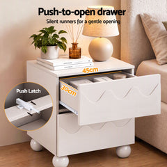 Artiss Bedside Table Nightstand 2 Drawers Storage Side Cabinet Beige