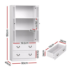 Artiss Buffet Sideboard 180cm Hutch Storage Cabinet Kitchen Drawer Door White