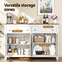 Artiss Buffet Sideboard Storage Cabinet Kitchen Cupboard 2 Drawers 140CM White