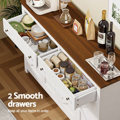 Artiss Buffet Sideboard Storage Cabinet Kitchen Cupboard 2 Drawers 140CM White