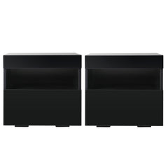 Artiss 2x Bedside Table LED - HERES Black