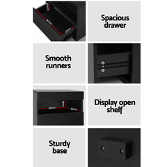 Artiss 2x Bedside Table LED - HERES Black