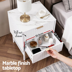 Artiss Bedside Table 2 Drawers - White
