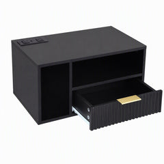 Artiss Floating Bedside Table with Charging Station Black Nightstand 1 Drawer