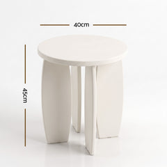 Artiss Round End Table High-Gloss Small Coffee Table Side Bedside Nightstand 40x45cm Cream white