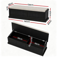 Artiss Storage Ottoman Blanket Box 140cm Fluted Black