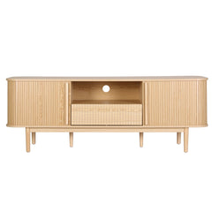 Artiss 160cm TV Unit Storage Drawer Curved Edge Sliding Fluted Style Door Pine