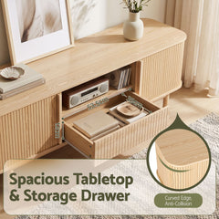 Artiss 160cm TV Unit Storage Drawer Curved Edge Sliding Fluted Style Door Pine