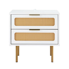 Artiss 2x Rattan Bedside Table 2 Drawers White
