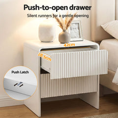 Artiss 2x Bedside Table 2 Drawers - Beige