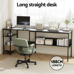 Artiss Computer Desk L shape Home Office Study Table Desks Open Shelf Black