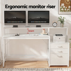 Artiss Computer Desk Home Office Study Table Desks w/Drawers Open Shelf White 160CM