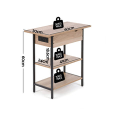 Artiss Coffee Table Set Of 2 Side Bedside End Table Charging Station Flip-Top Storage 60cm Wood