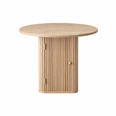 Artiss Modern Round Dining Table with Hidden Storage Base 80cm Natural Wood