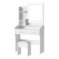Artiss Dressing Table Set Stool Led White Doria