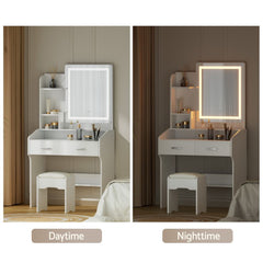Artiss Dressing Table Set Stool Led White Doria