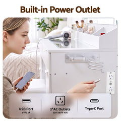Artiss Dressing Table Makeup Vanity Desk Large LED Mirror 10 Drawers Power Outlet Hair Dryer Holder Hook White