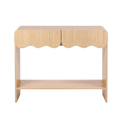 Artiss 2-Drawer Console Table, Scalloped Entryway Table with Safe Rounded Corners, 100 x 31 x 80 cm