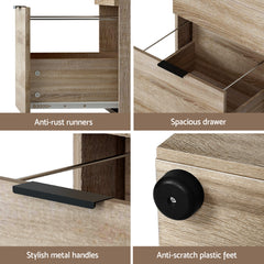 Artiss Filing Cabinet Files Storage Office Shelves File Organiser Oak 2 Drawer