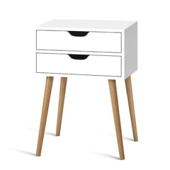 Artiss Bedside Table 2 Drawers - BODIE White