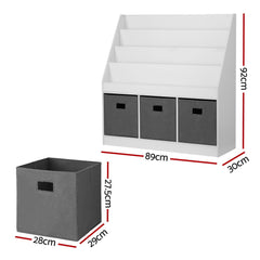 Keezi Kids Bookshelf 4 Tiers Magazine Rack Toy Box Organiser Storage Display Shelf