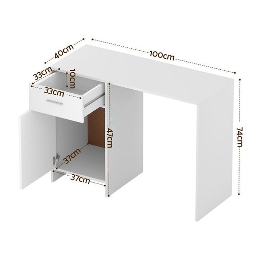 Artiss Computer Desk Drawer Cabinet White 100CM