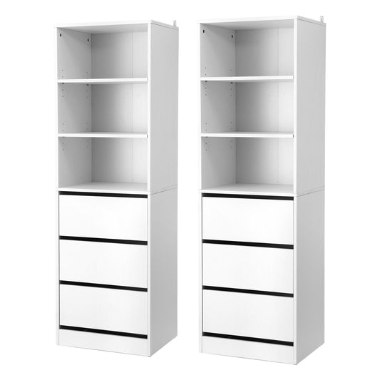 Artiss 2x Chest of 3 Drawers Tallboy Cabinet White