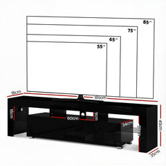 Artiss Entertainment Unit TV Cabinet LED 189cm Black Elo