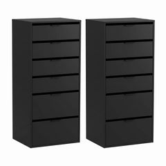 Artiss 2x Chest of 6 Drawers Dresser Tallboy Black