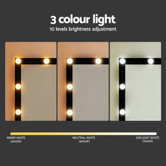 Artiss Dressing Table Vanity Desk Set Stool 12 Led Bulbs Black