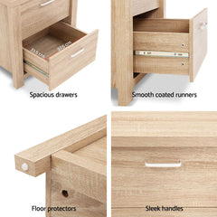 Artiss Bedside Table 2 Drawers - MAXI Pine
