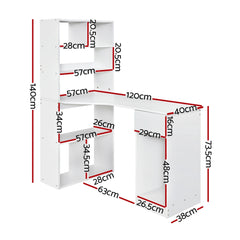 Artiss Computer Desk Bookshelf Drawer Cabinet White 120CM