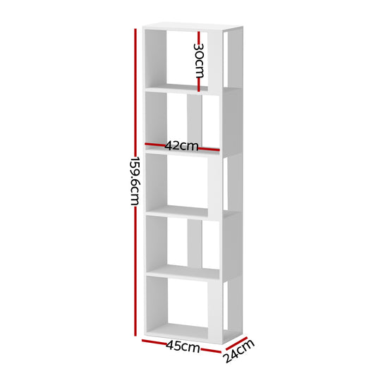Artiss Bookshelf 5 Tiers - LINA White