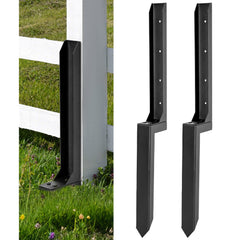 2 Pack Fence Post Repair Kit Heavy Duty Fence Posts Anchor 80cm Long Thickened Ground Stakes for Fix Tilted Broken Wood Fence or Mailbox Support Black