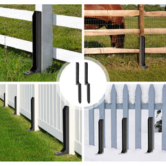 2 Pack Fence Post Repair Kit Heavy Duty Fence Posts Anchor 80cm Long Thickened Ground Stakes for Fix Tilted Broken Wood Fence or Mailbox Support Black