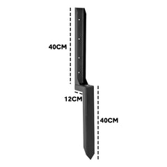 2 Pack Fence Post Repair Kit Heavy Duty Fence Posts Anchor 80cm Long Thickened Ground Stakes for Fix Tilted Broken Wood Fence or Mailbox Support Black