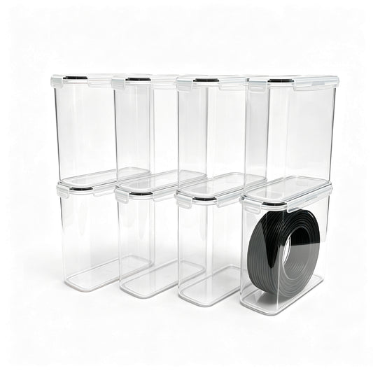 8 Pack Filament Storage Box Stackable Airtight Moisture Resistant Containers with Labels for PLA PETG TPU Spools Protection Portable Filaments Dryer