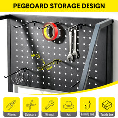 Fishing Rod Holders for Up to 12 Rods 3-Tier Fishing Gear Equipment Cart with Wheels and Pegboard for Tackle Box Reel Accessories Storage Home Garage Use