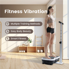 Vibration Plate Exercise Machine Lymphatic Drainage Machine with Adjustable Handrails and Resistance Bands for Weight Loss Fitness Platform Max Load 150kg