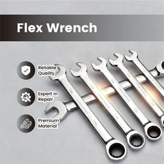 12Pcs 6-19mm Ratchet Spanners Set Combination Flexi Wrench Kit Vanadium Steel Precision Spanner with Storage Organizer for Home Plumber Bike Car Repairs